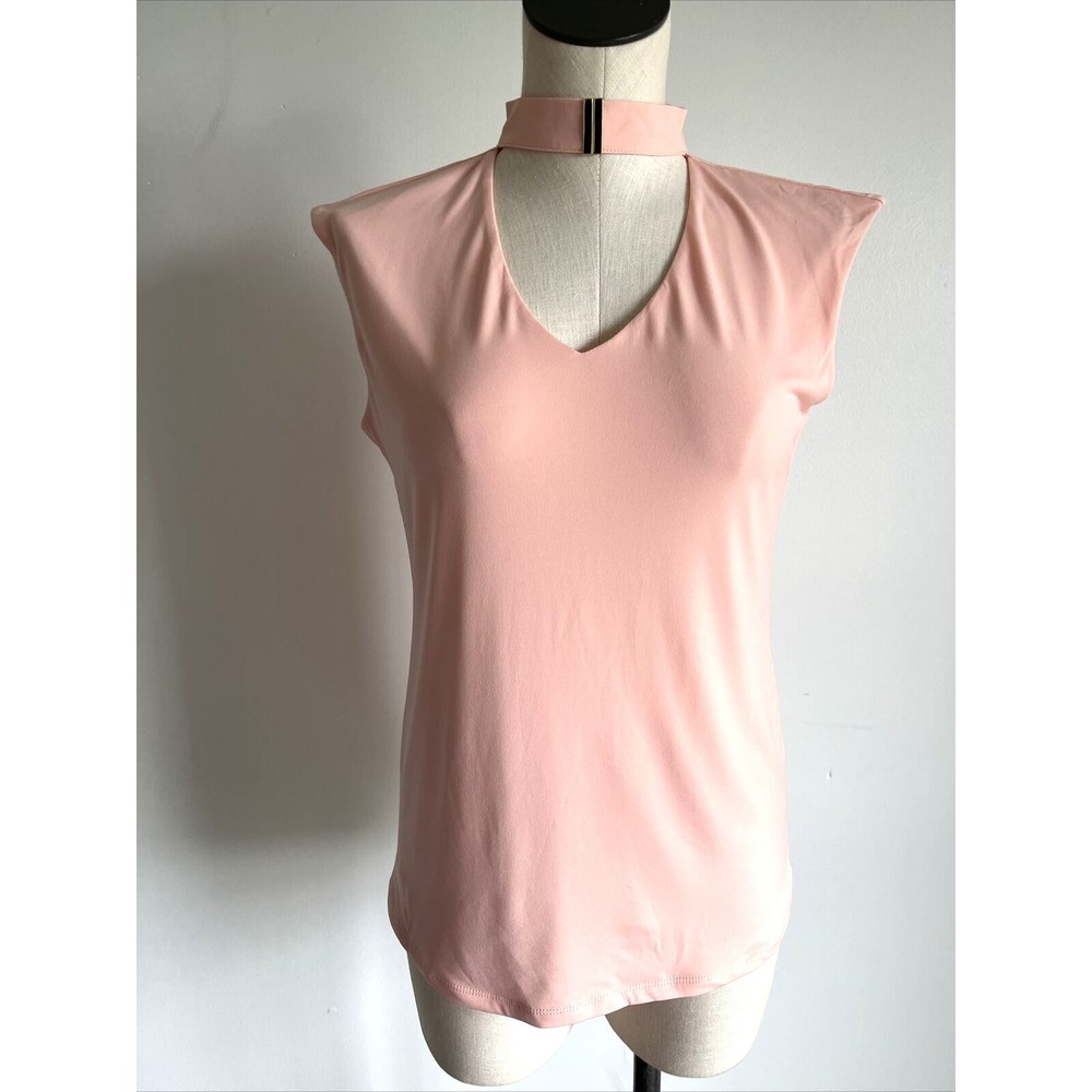 CALVIN KLEIN Sleeveless Chocker Top Keyhole Blush Pink Small